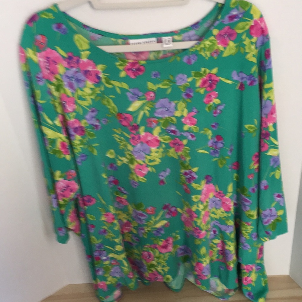 Susan Graver Floral Liquid Knit Top